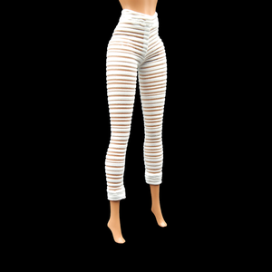 Fehér átlátszó csíkos leggings, harisnya - ruha barbie típusú babákhoz (b005eg) - játék & sport - baba & babaház - barbie ruhák - Meska.hu