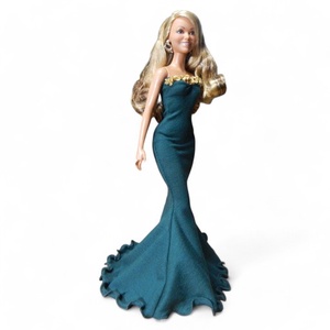 Extra hosszú fodros sellő fazonú estélyi ruha, sötétzöld - ruha barbie típusú babákhoz (a020sz) - játék & sport - baba & babaház - barbie ruhák - Meska.hu