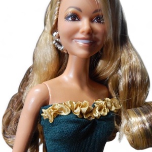 Extra hosszú fodros sellő fazonú estélyi ruha, sötétzöld - ruha barbie típusú babákhoz (a020sz) - játék & sport - baba & babaház - barbie ruhák - Meska.hu