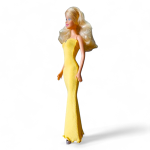 Sárga sellő-fazonú barbie ruha kristállyal - ruha barbie típusú babákhoz (a002cs) - játék & sport - baba & babaház - barbie ruhák - Meska.hu