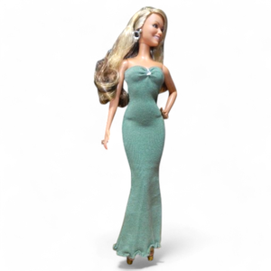 Mohazöld sellő-fazonú barbie ruha kristállyal - ruha barbie típusú babákhoz (a002mz) - játék & sport - baba & babaház - barbie ruhák - Meska.hu