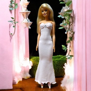 Halványrózsaszín sellő-fazonú barbie ruha kristállyal - ruha barbie típusú babákhoz (a002rs) - Meska.hu