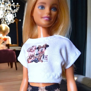 Oversized rövid barbie póló, Marilyn és Minnie mintával- ruha barbie típusú babákhoz (a034mn), Játék & Sport, Baba & babaház, Barbie ruhák, Varrás, MESKA