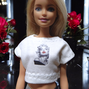 Oversized rövid barbie póló, Marilyn Monroe mintával- ruha barbie típusú babákhoz (a034pm), Játék & Sport, Baba & babaház, Barbie ruhák, Varrás, MESKA