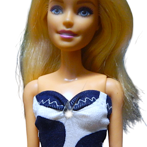 Sötétkék pöttyös sellő-fazonú barbie ruha kristállyal - ruha barbie típusú babákhoz (a002pt) - játék & sport - baba & babaház - barbie ruhák - Meska.hu