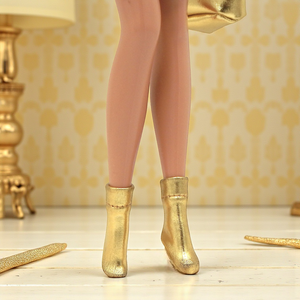 Egyszerű, fényes arany lamé harisnya, bokacsizma barbie típusú babákhoz (b013ar) - Meska.hu