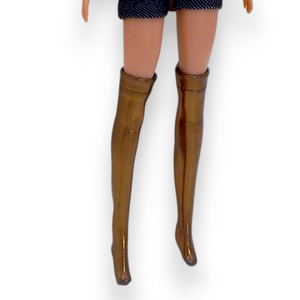 Fényes bronz lamé hosszú csizma/harisnya barbie típusú babákhoz (b015br) - játék & sport - baba & babaház - barbie ruhák - Meska.hu