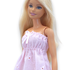 Rózsazsín madeira nyári ruha barbie típusú babákhoz (terhes Steffi-hez is!) (a076rs) - játék & sport - baba & babaház - barbie ruhák - Meska.hu