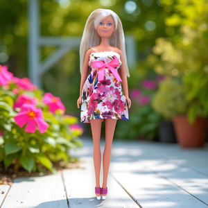 Virágos szatén nyári ruha barbie típusú babákhoz (terhes Steffi-hez is!) (a076sv), Játék & Sport, Baba & babaház, Barbie ruhák, Varrás, MESKA