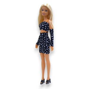 Pöttyös barbie ruha szett, szoknya és fölső  kesztyűkkel - ruha barbie típusú babákhoz  (a077pt) - játék & sport - baba & babaház - barbie ruhák - Meska.hu