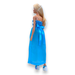 Flitteres kék estélyi ruha barbie típusú babákhoz (a078kk) - játék & sport - baba & babaház - barbie ruhák - Meska.hu