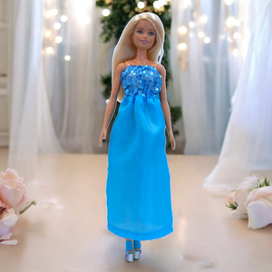 Flitteres kék estélyi ruha barbie típusú babákhoz (a078kk), Játék & Sport, Baba & babaház, Barbie ruhák, Varrás, MESKA
