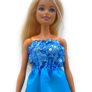 Flitteres kék estélyi ruha barbie típusú babákhoz (a078kk) - játék & sport - baba & babaház - barbie ruhák - Meska.hu