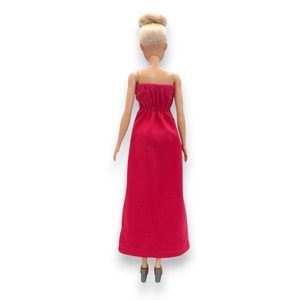 Pink estélyi arany ékkövekkel barbie típusú babákhoz (terhes Steffi-hez is!) (a082pk) - játék & sport - baba & babaház - barbie ruhák - Meska.hu