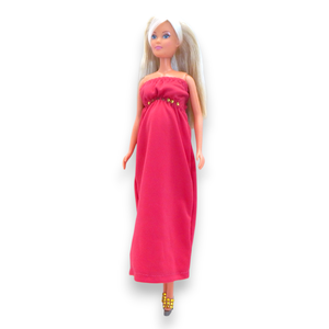 Pink estélyi arany ékkövekkel barbie típusú babákhoz (terhes Steffi-hez is!) (a082pk) - játék & sport - baba & babaház - barbie ruhák - Meska.hu