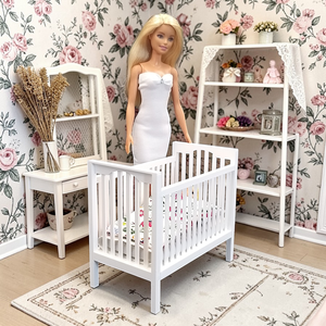 Minden, ami barbie! Fehér kiságy babaházba barbie babákhoz, matraccal 1/6  - Meska.hu