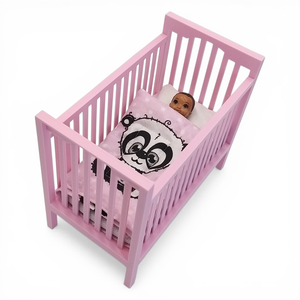 Rózsaszín kiságy babaházba barbie babákhoz, matraccal 1/6 (j001rs) - játék & sport - baba & babaház - játékbaba, babakellék - Meska.hu