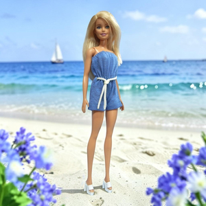 ÚJ! Búzavirágkék vékony nyári rövid overall  - ruha barbie típusú babákhoz (a097bk) - Meska.hu