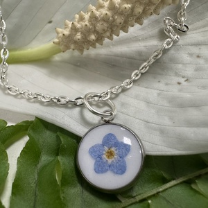 Nefelejcs nyaklánc, Ékszer, Nyaklánc, Medálos nyaklánc, Ékszerkészítés, MESKA