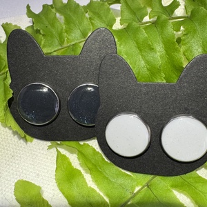 Fekete-fehér fülbevaló szett, Ékszer, Fülbevaló, Pötty fülbevaló, Ékszerkészítés, MESKA