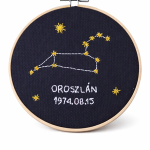 Egyedi csillagkép hímzés � névre szóló, páros horoszkóp, Nap�Hold�Aszcendens, születési dátummal, Otthon & Életmód, Dekoráció, Asztal és polc dekoráció, Asztaldísz, Hímzés, MESKA