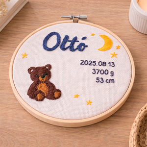 Személyre szabható babás hímzett kép névvel � különleges újszülött ajándék - baba - mama - babaszoba dekoráció - babanév dekoráció - Meska.hu