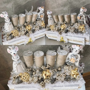 Egérkirály és egérkirálynő adventi koszorú asztaldísz - Meska.hu