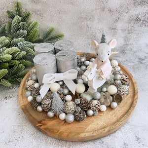 Hintalovas egérkés adventi koszorú asztaldísz, Karácsony, Adventi díszek, Adventi koszorú, Mindenmás, MESKA