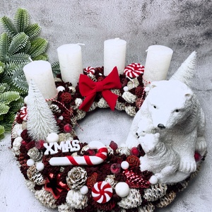 Adventi koszorú maci családdal, Karácsony, Adventi díszek, Adventi koszorú, , MESKA