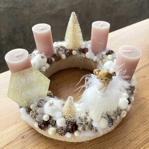 Adventi koszorú angyalkával, Karácsony, Adventi díszek, Adventi koszorú, , MESKA