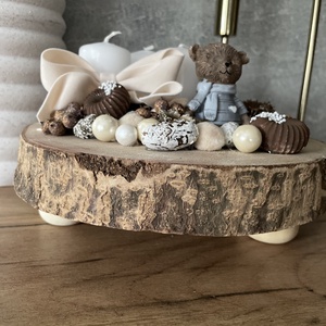 Macis adventi koszorú lábakon álló fa szeleten - karácsony - adventi díszek - adventi koszorú - Meska.hu