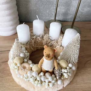 Macis adventi koszorú szőrmés alapon - Meska.hu