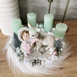 Adventi koszorú szőrmés alapon, Karácsony, Adventi díszek, Adventi koszorú, , MESKA