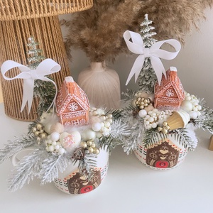 Mézeskalács házikós asztaldísz kerámia bögrében, Karácsony, Adventi díszek, Adventi asztaldísz, , MESKA