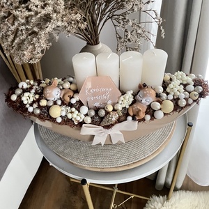 Adventi koszorú asztaldísz csónak tálban - karácsony - adventi díszek - adventi koszorú - Meska.hu