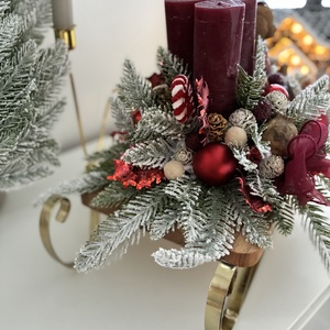 Adventi koszorú szánkós alapon - karácsony - adventi díszek - adventi koszorú - Meska.hu