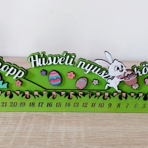 Húsvéti visszaszámláló, diy húsvéti nyuszis dísz, Otthon & Életmód, Dekoráció, Asztal és polc dekoráció, Asztaldísz, Famegmunkálás, MESKA