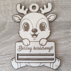 Karácsonyi pénzátadó, rénszarvasos karácsonyfadísz - karácsony - karácsonyi ajándékozás - karácsonyi képeslap, üdvözlőlap, ajándékkísérő - Meska.hu
