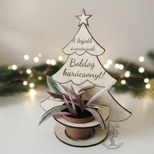 Karácsonyi ajándék virágtartó, Karácsony, Adventi díszek, Adventi asztaldísz, Famegmunkálás, Gravírozás, pirográfia, MESKA