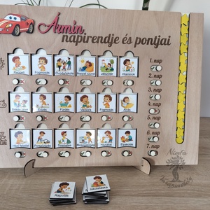 Napirend tervező tábla és pontgyűjtő gyerekeknek, fa napirendi tábla - Meska.hu