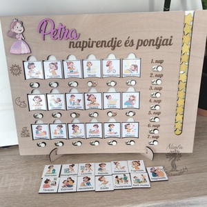 Gyerek napirendi tábla és pontgyűjtő, természetes fából készült játék - Meska.hu