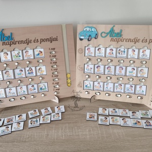 Gyerek napirendi tábla és pontgyűjtő, természetes fából készült játék - játék & sport - készségfejlesztő és logikai játék - montessori szivárvány, waldorf játékok - Meska.hu
