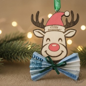Karácsonyi pénzátadó, rénszarvasos karácsonyfadísz - Meska.hu
