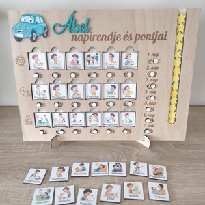 Napirend tervező tábla és pontgyűjtő gyerekeknek, fa napirend tervező - Meska.hu