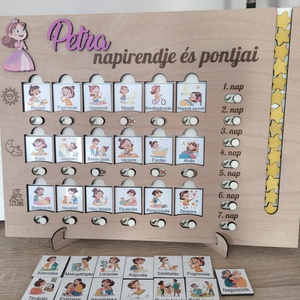 Napirend tervező tábla és pontgyűjtő gyerekeknek, fa napirend tervező - baba - mama - baba játékok - waldorf játékok - Meska.hu