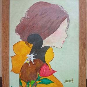 Madame Nora című, eredeti Ninary akril festmény fa keretben, hitelesítési tanúsítvánnyal, 30X40 cm - művészet - festmény - akril - Meska.hu