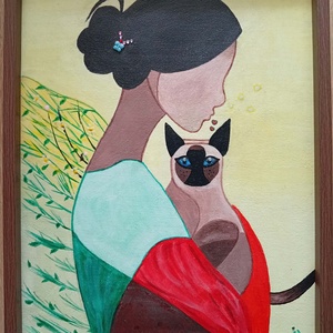 Kiss for BluEye Jack eredeti Ninary akril festmény fa keretben, hitelesítési tanúsítvánnyal, 30X40 cm - művészet - festmény - akril - Meska.hu