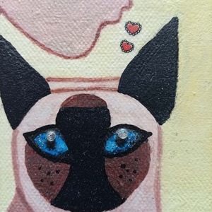 Kiss for BluEye Jack eredeti Ninary akril festmény fa keretben, hitelesítési tanúsítvánnyal, 30X40 cm - művészet - festmény - akril - Meska.hu