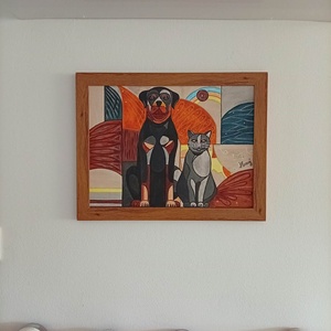 Besties című eredeti, szignózott, akril festmény keretben, 30X40 cm - művészet - festmény - akril - Meska.hu