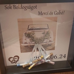 Egyedi pénzátadó képkeret  - esküvő - emlék & ajándék - nászajándék - esküvői pénzátadó képkeret - Meska.hu